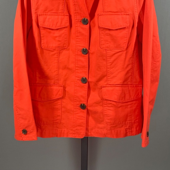 NEW Talbots Jacket Womens Medium petite orange utility preppy casual colorful - Picture 3 of 9